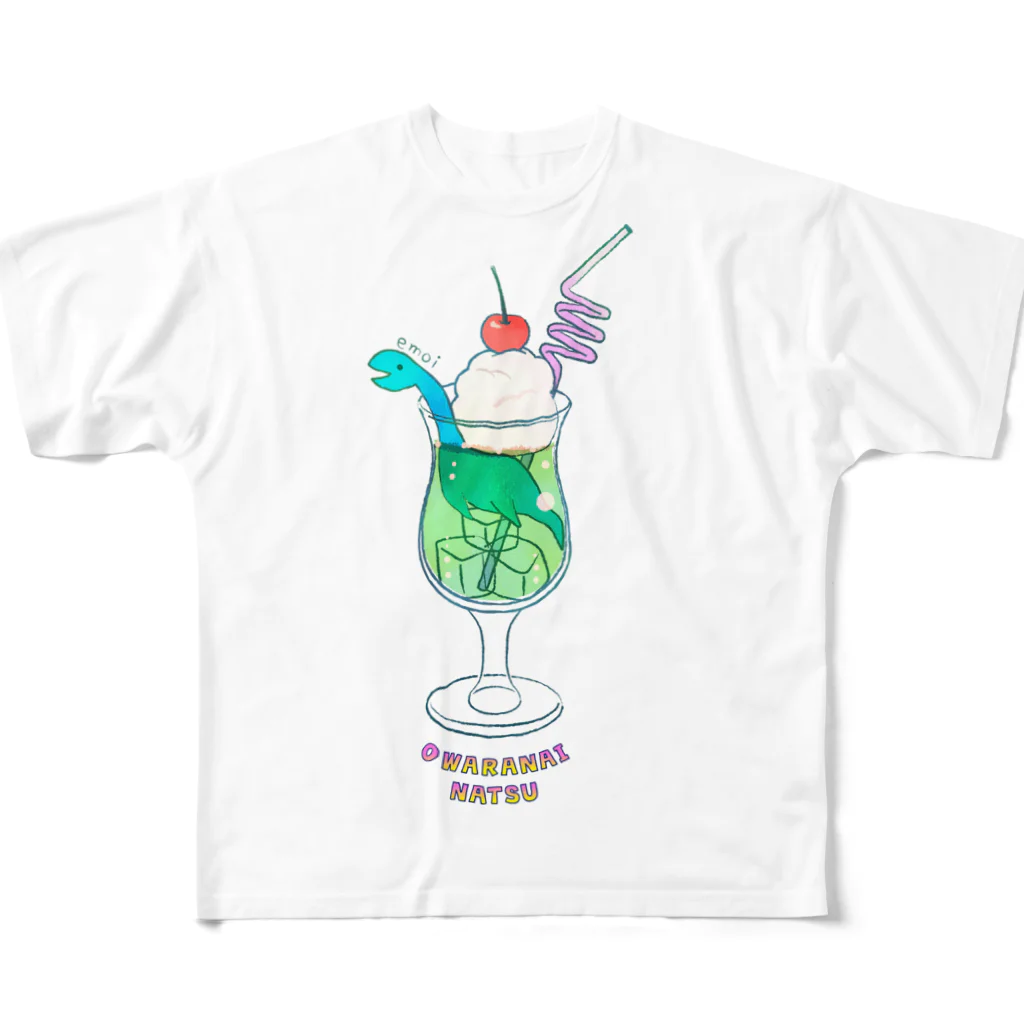 new syrupのOWARANAI NATSU for summer フルグラフィックTシャツ