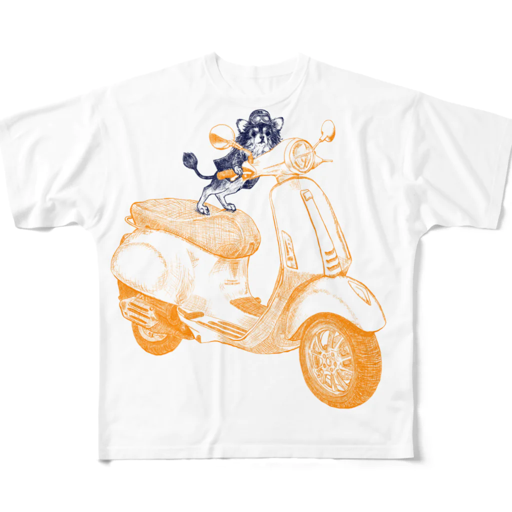 N谷スタジオのチワワのすっちゃんバイクに乗る All-Over Print T-Shirt