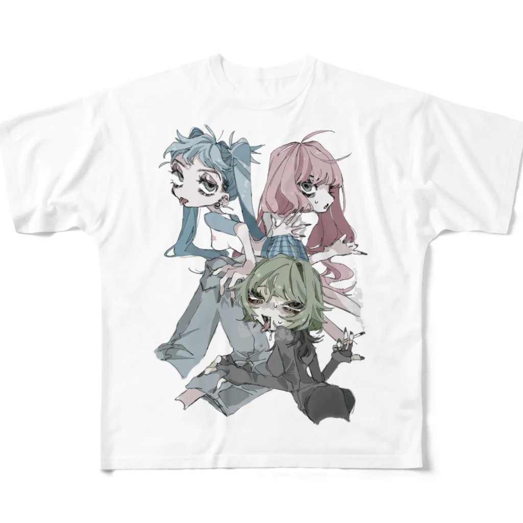 おんなの味ののらいぬTシャツ フルグラフィックTシャツ