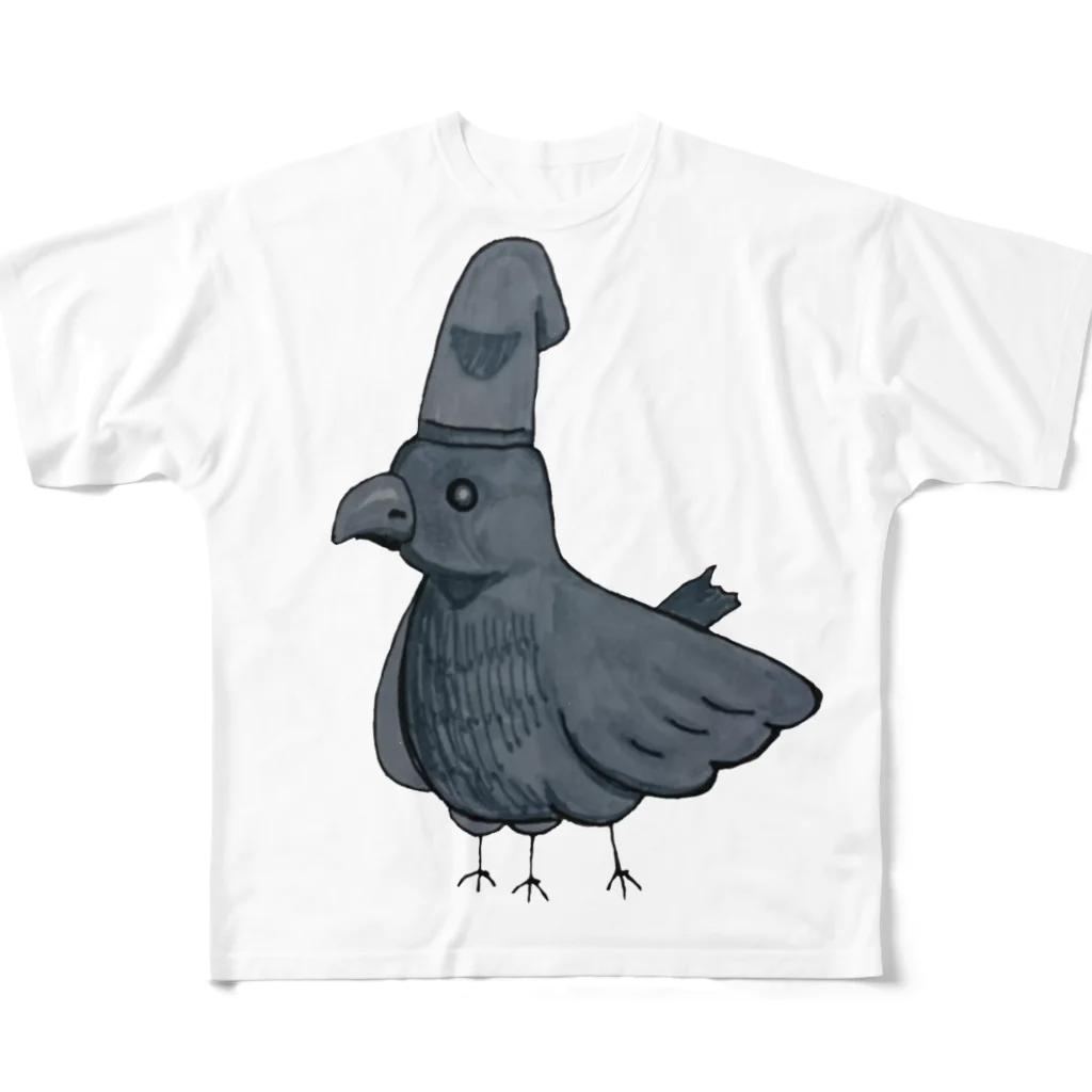 八咫烏帽子の鳥小屋の八咫烏帽子くん フルグラフィックTシャツ