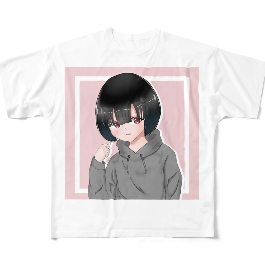 癒しの場所のパーカー姿の女の子 All-Over Print T-Shirt