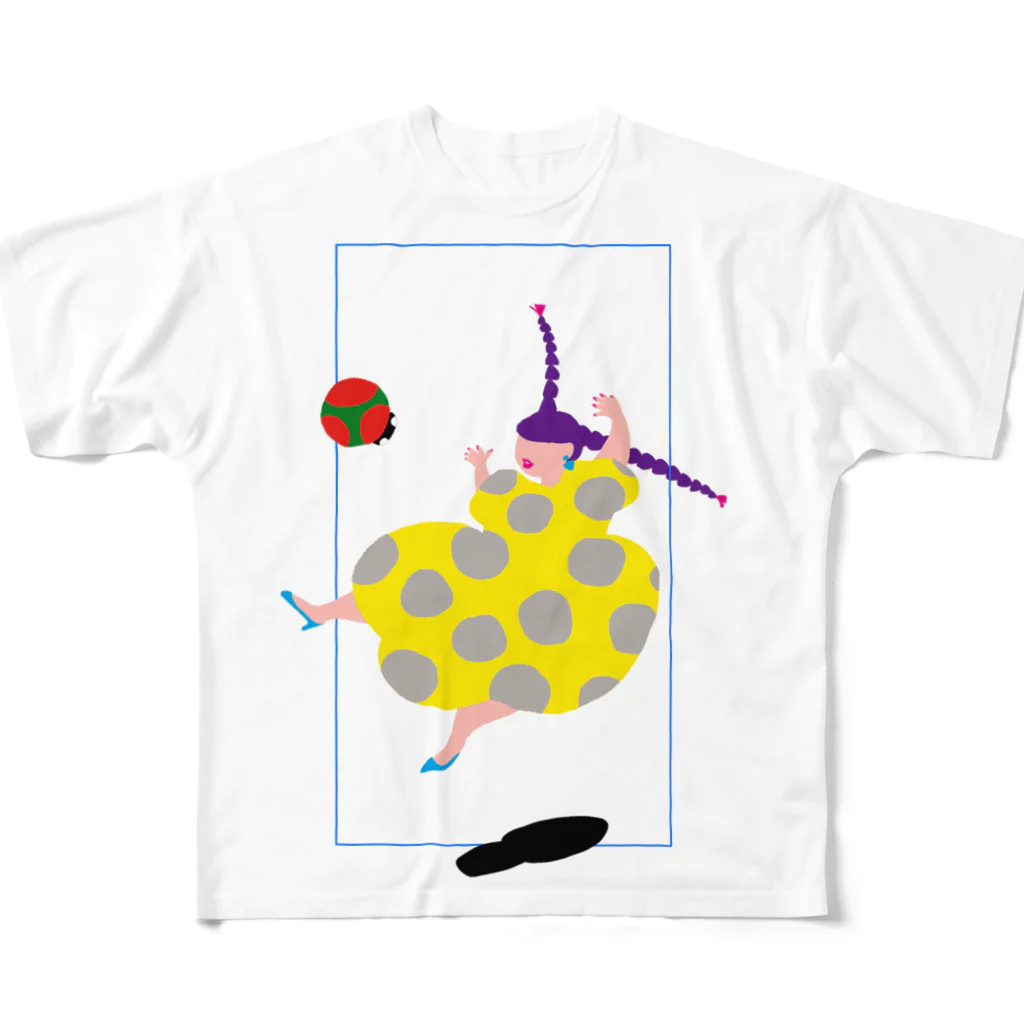 fig-treeの水玉の女02 フルグラフィックTシャツ