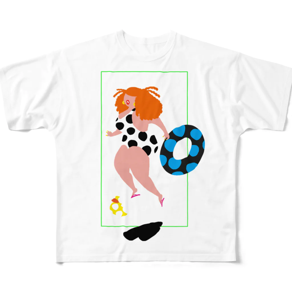 fig-treeの水玉の女03 フルグラフィックTシャツ