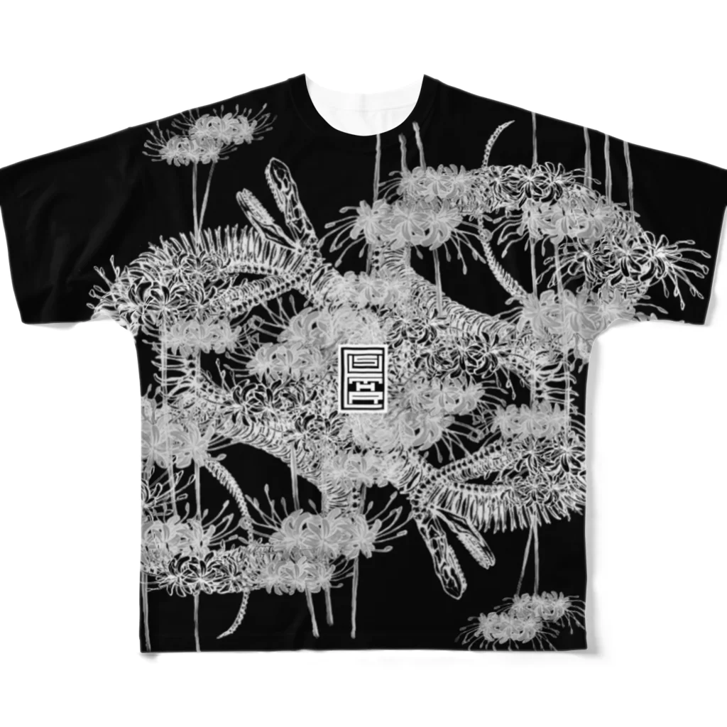 SumiReの蛇骨 彼岸花 黒 All-Over Print T-Shirt