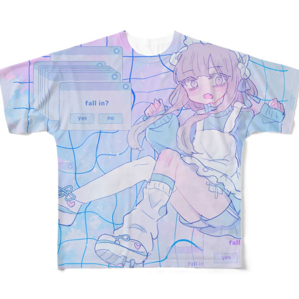 あくむ病院のfall in（ゆめかわいいトリップ） フルグラフィックTシャツ