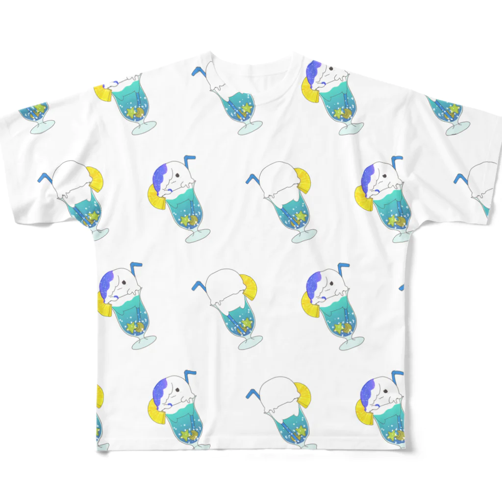 あしめ屋さんのあしめリピート（ブルーハワイ味） All-Over Print T-Shirt