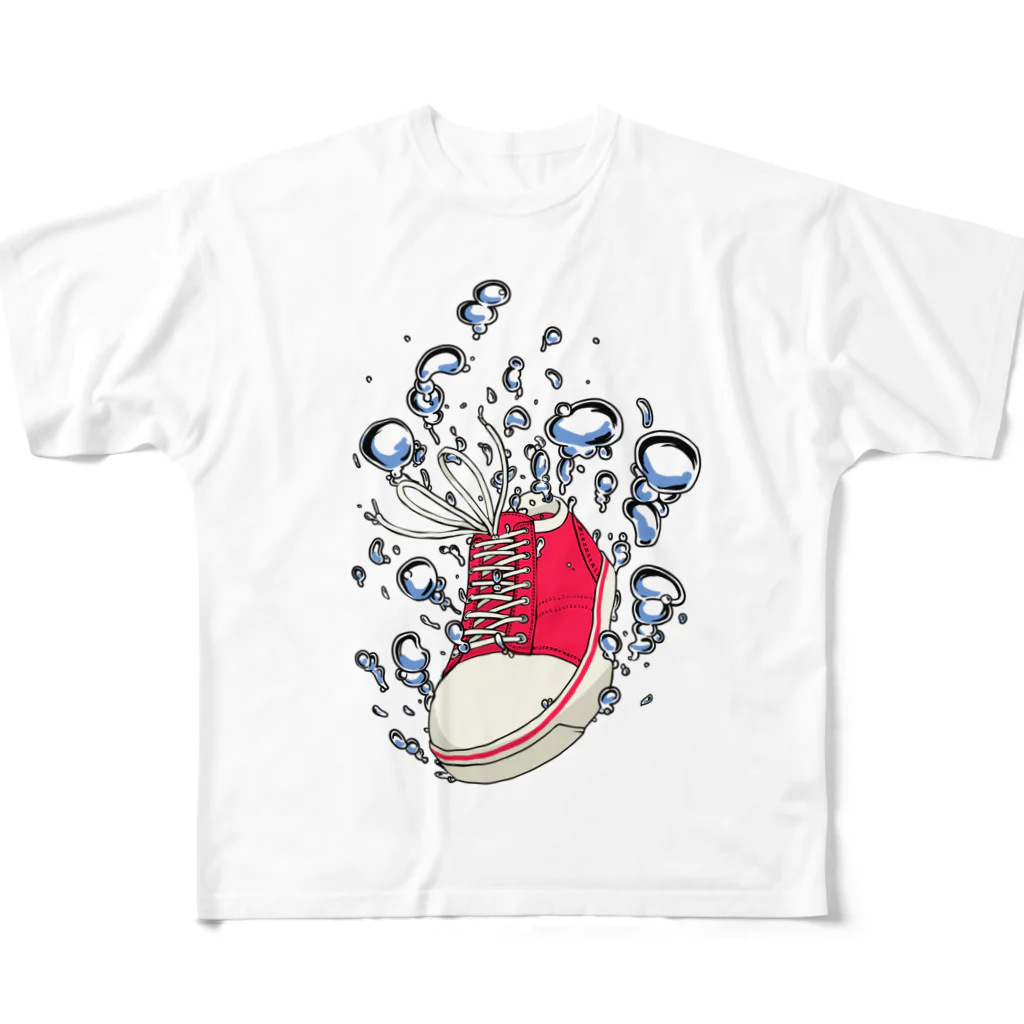 イエローフロッグのスニーカー 풀그래픽 티셔츠