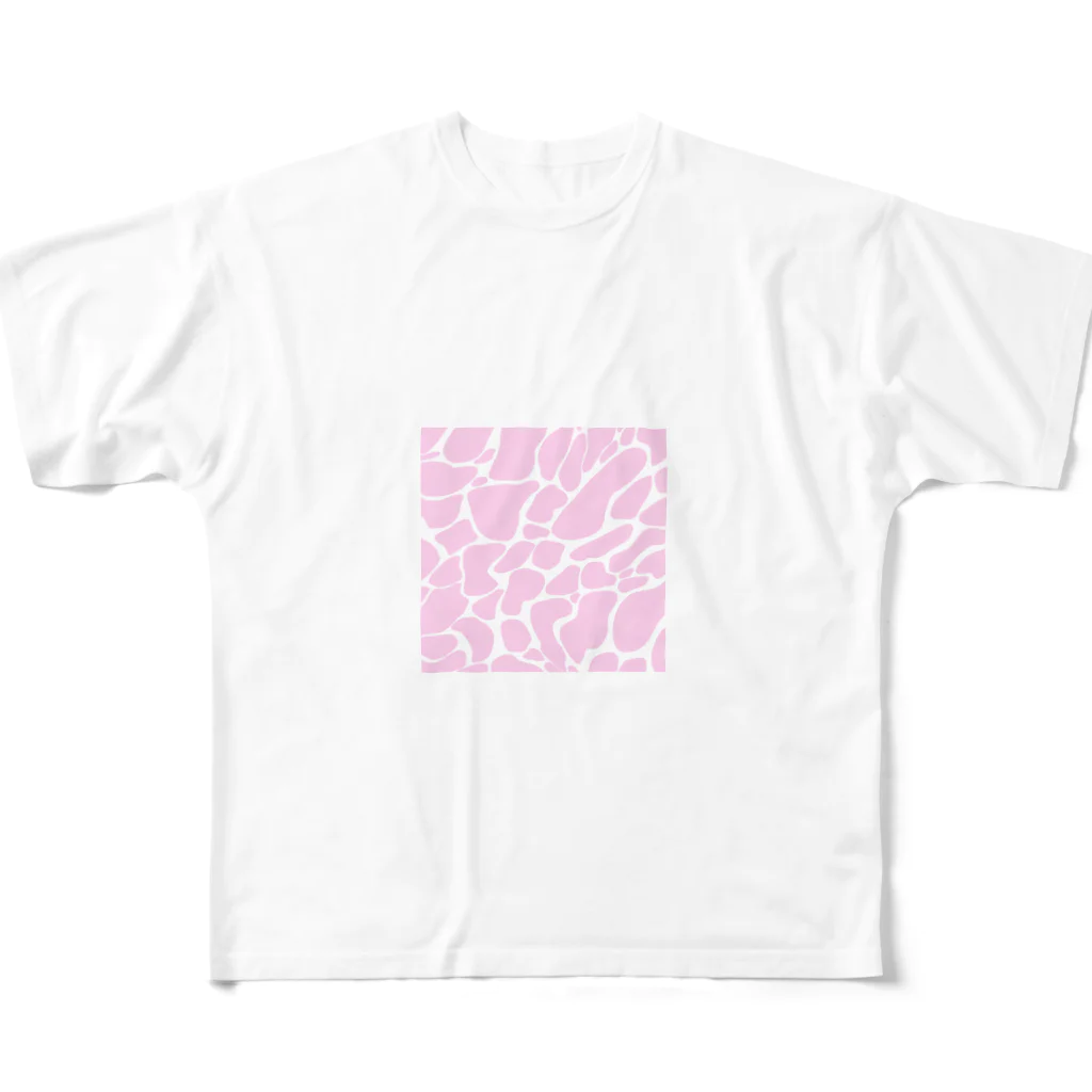 VamoVamoのピンク牛柄/pink cow pattern  フルグラフィックTシャツ