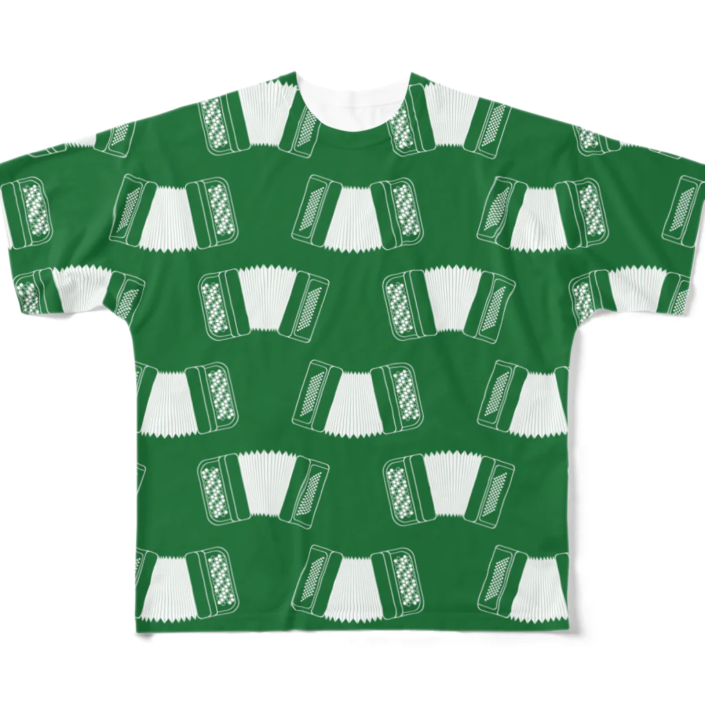 杜の魚のアコーディオン（緑） All-Over Print T-Shirt