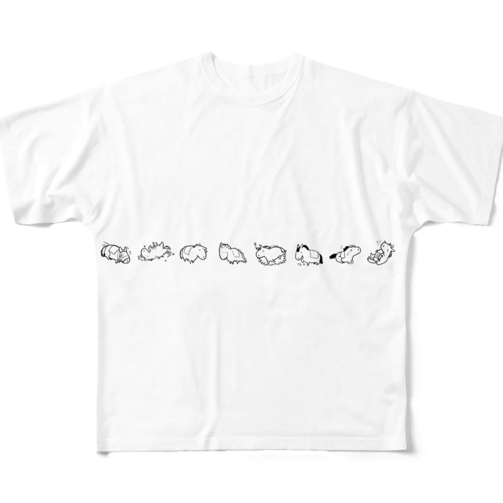 ナトのUMAモノクロ フルグラフィックTシャツ