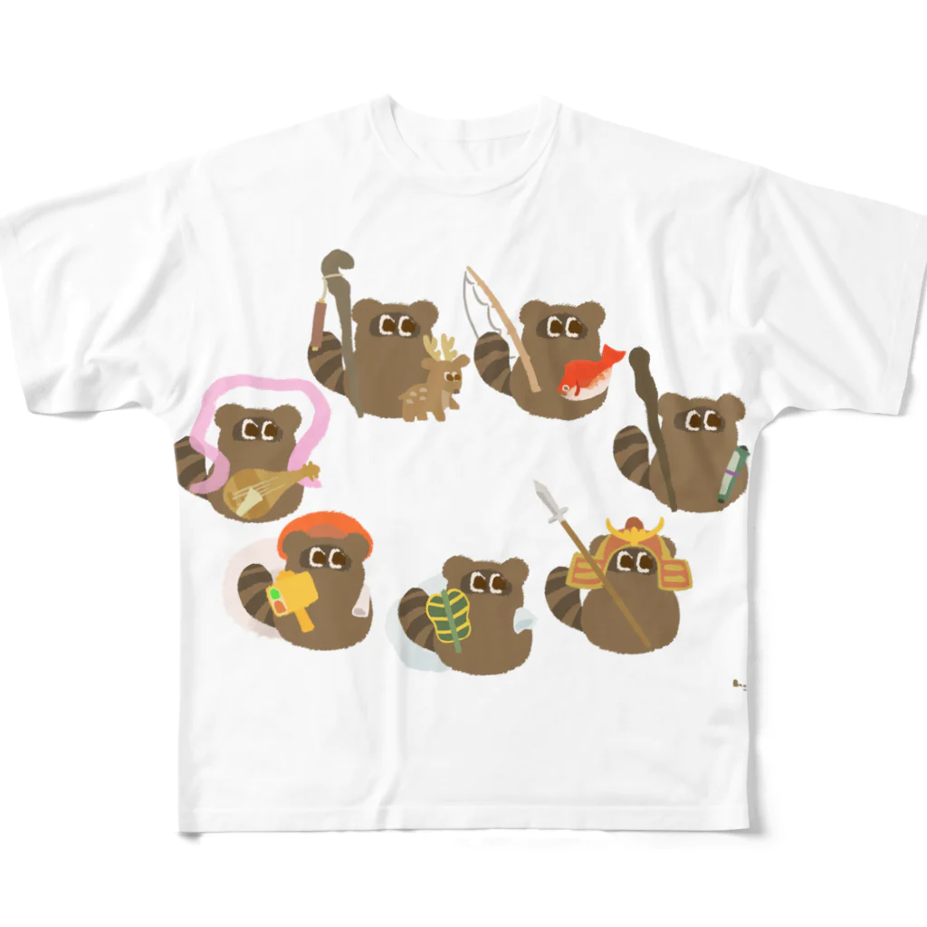 B.Bongoの七福狸 フルグラフィックTシャツ