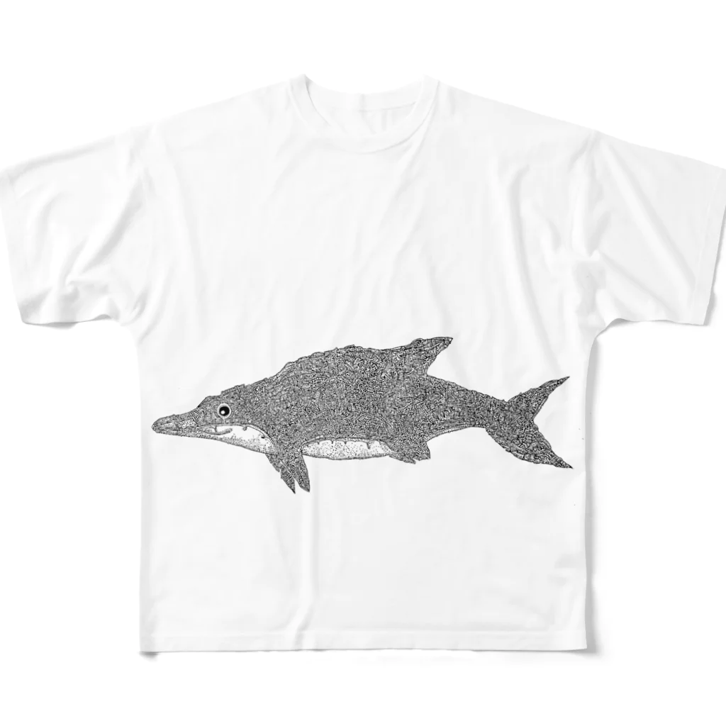 mocchanのガラクタのサメ フルグラフィックTシャツ
