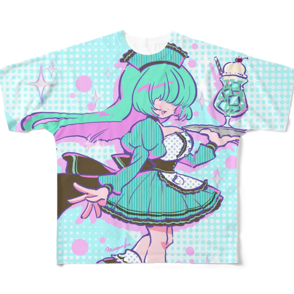 モナ子のメカクレチョコミントさんとメロンクリームソーダ フルグラフィックTシャツ