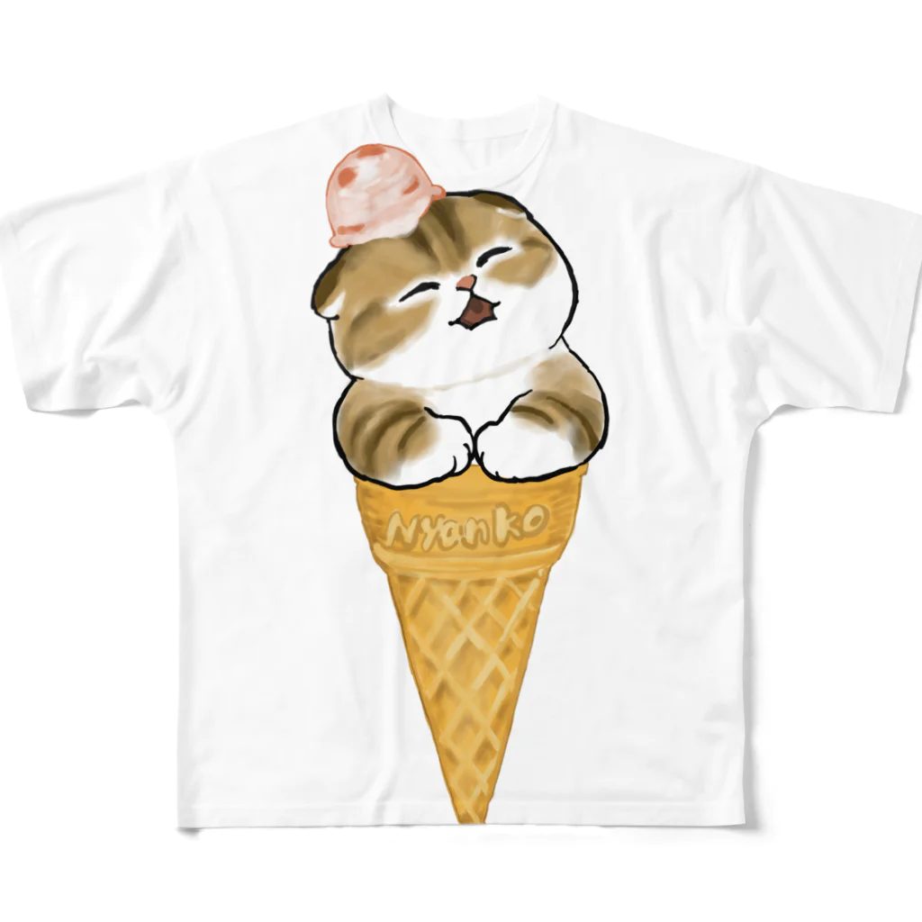 mofusandのアイスにゃん All-Over Print T-Shirt