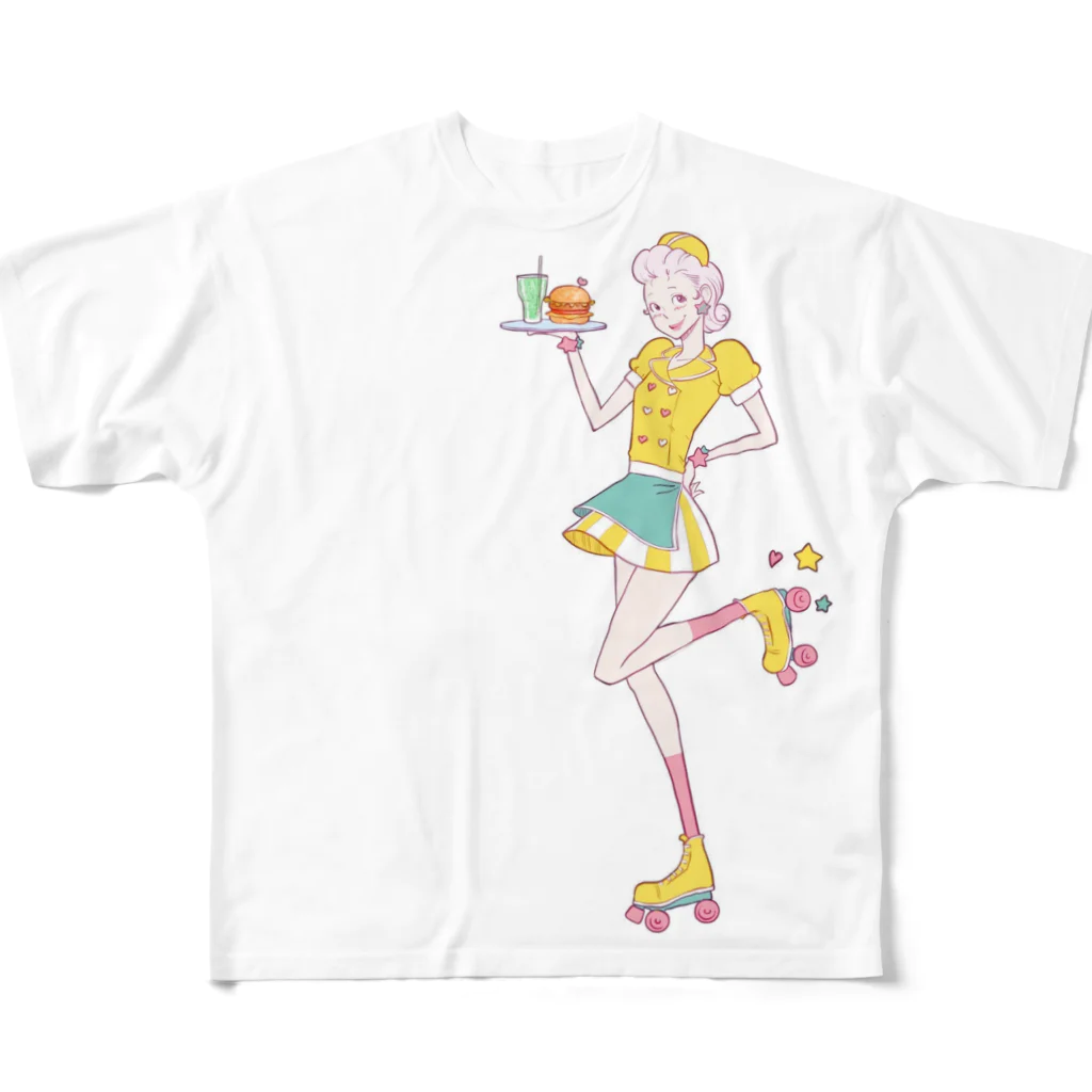 Panda to numechanのダイナーガール(キュート) All-Over Print T-Shirt