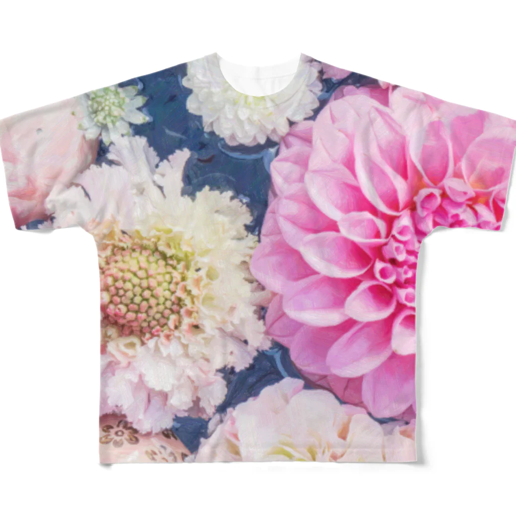 poppoのflower-2 フルグラフィックTシャツ