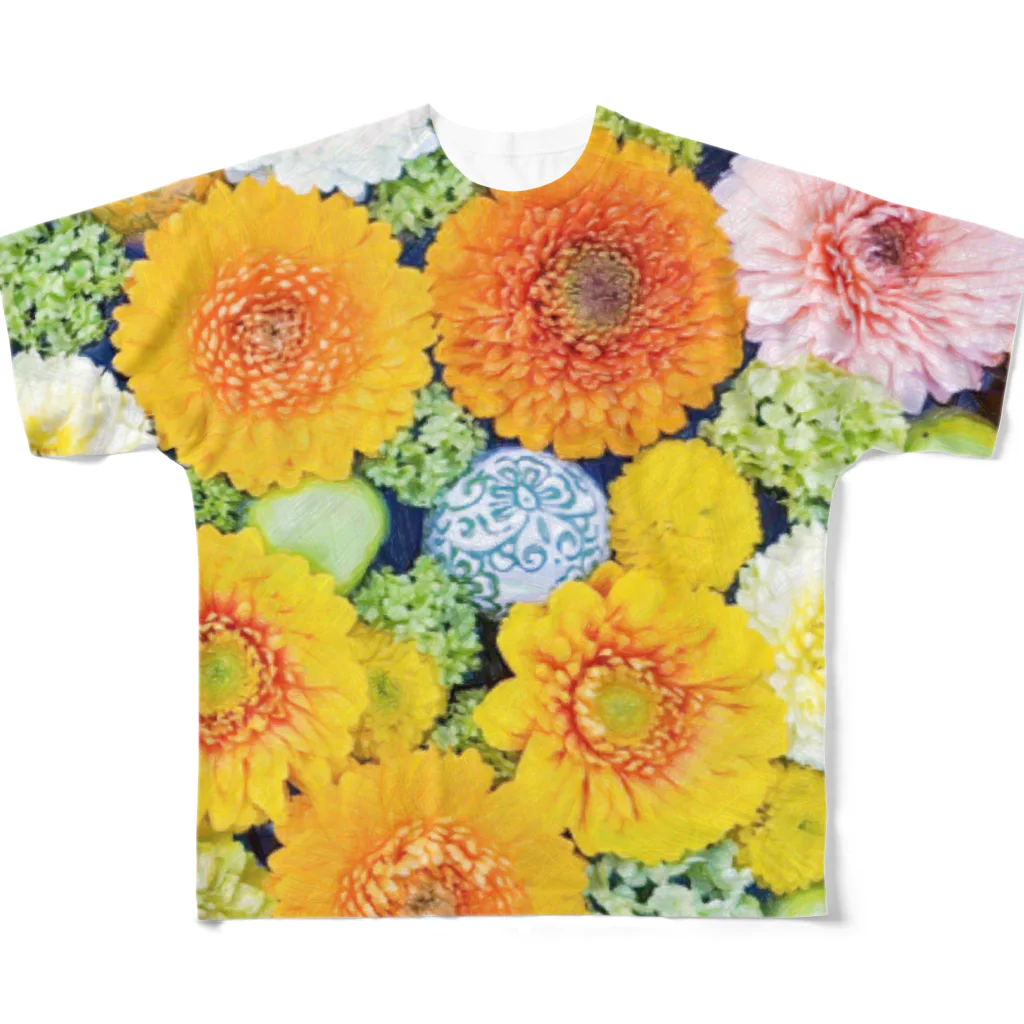 poppoのflower-3 フルグラフィックTシャツ