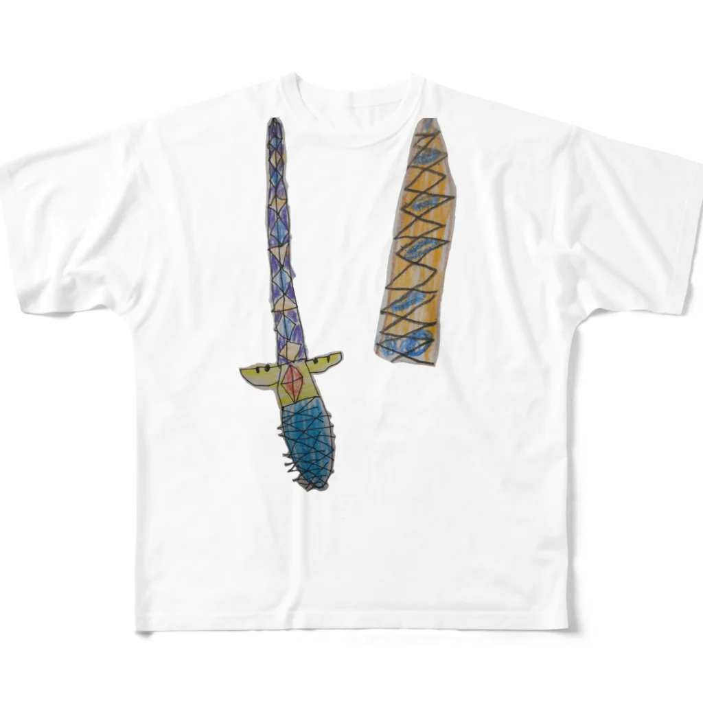 もちもちっこの小学生が考える強い剣と鞘 All-Over Print T-Shirt