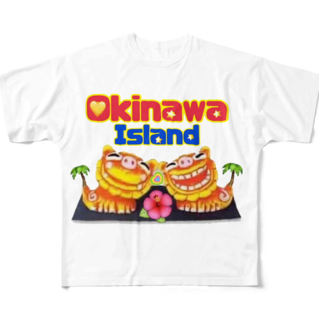 沖縄大好きシーサーちゃんの沖縄🌴アイランド フルグラフィックTシャツ