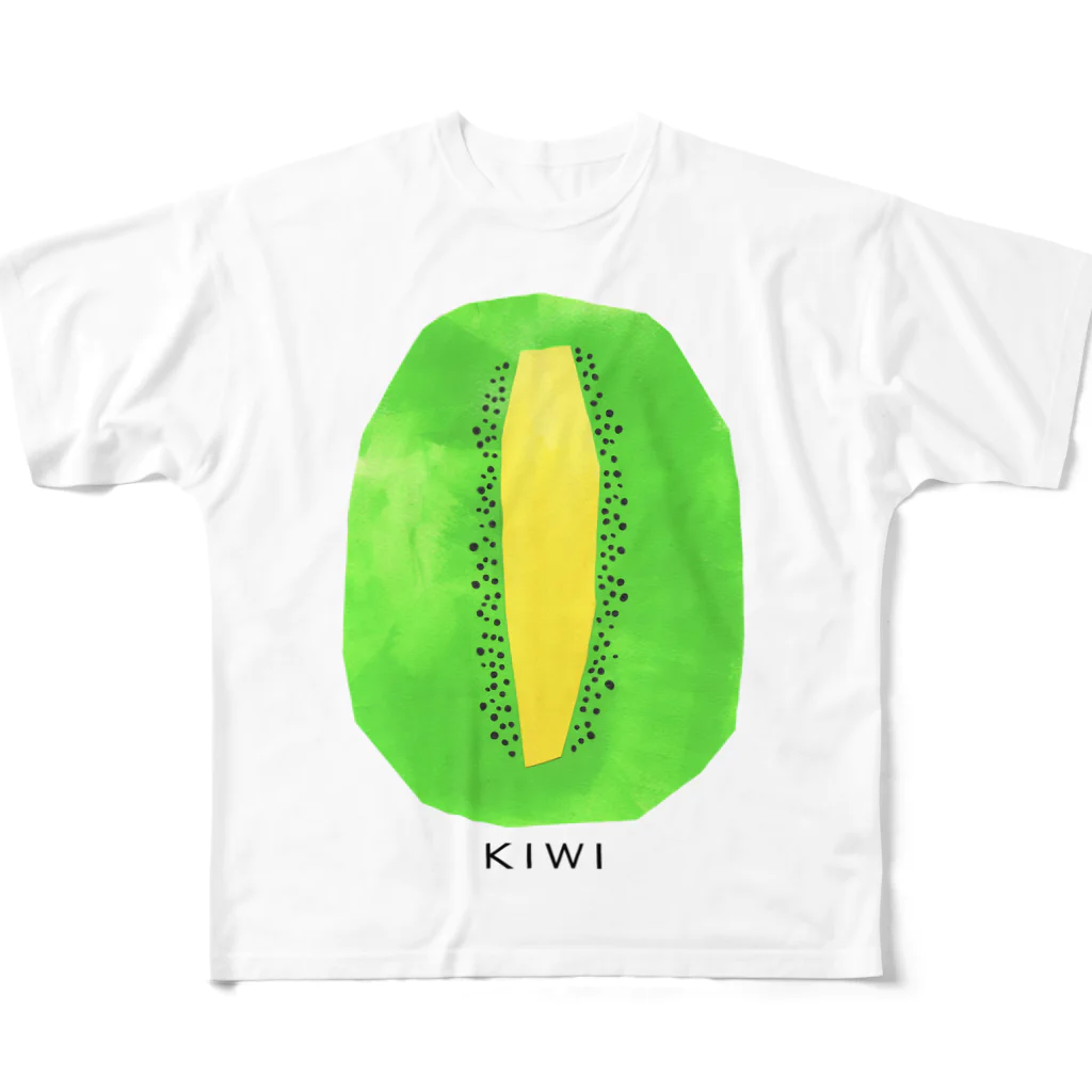 花と女性のイラストレーションのキウイ（kiwifruit）2022 All-Over Print T-Shirt