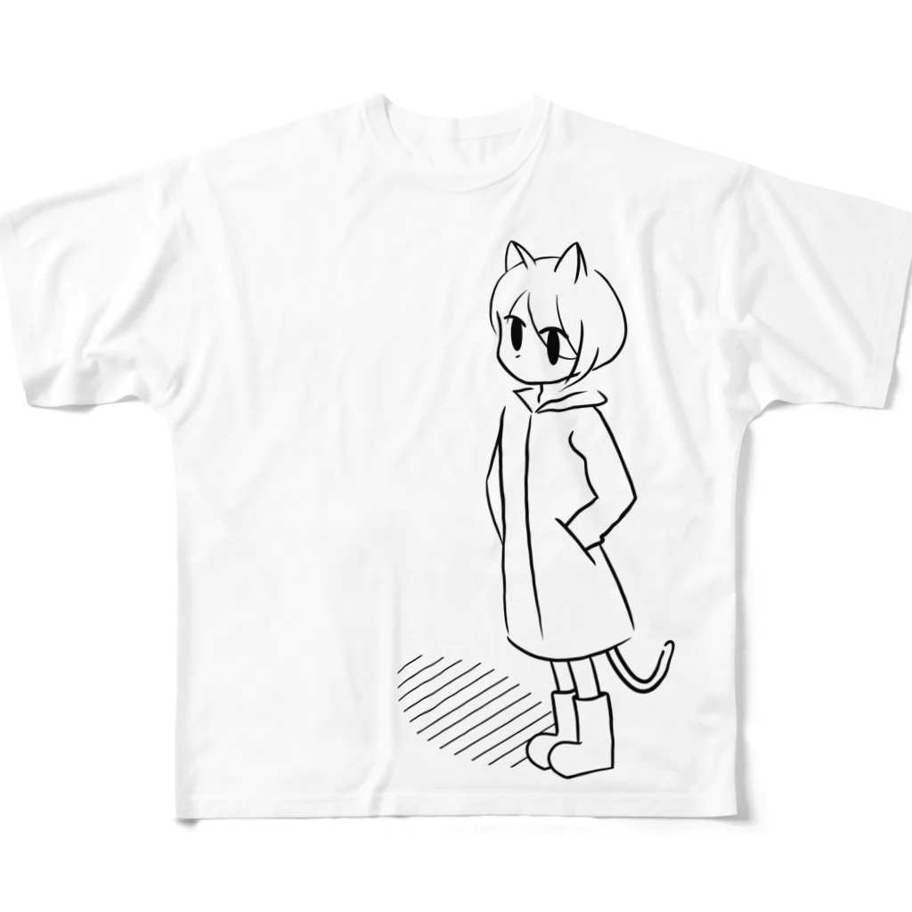 aQ-studioのCAtGiRL フルグラフィックTシャツ