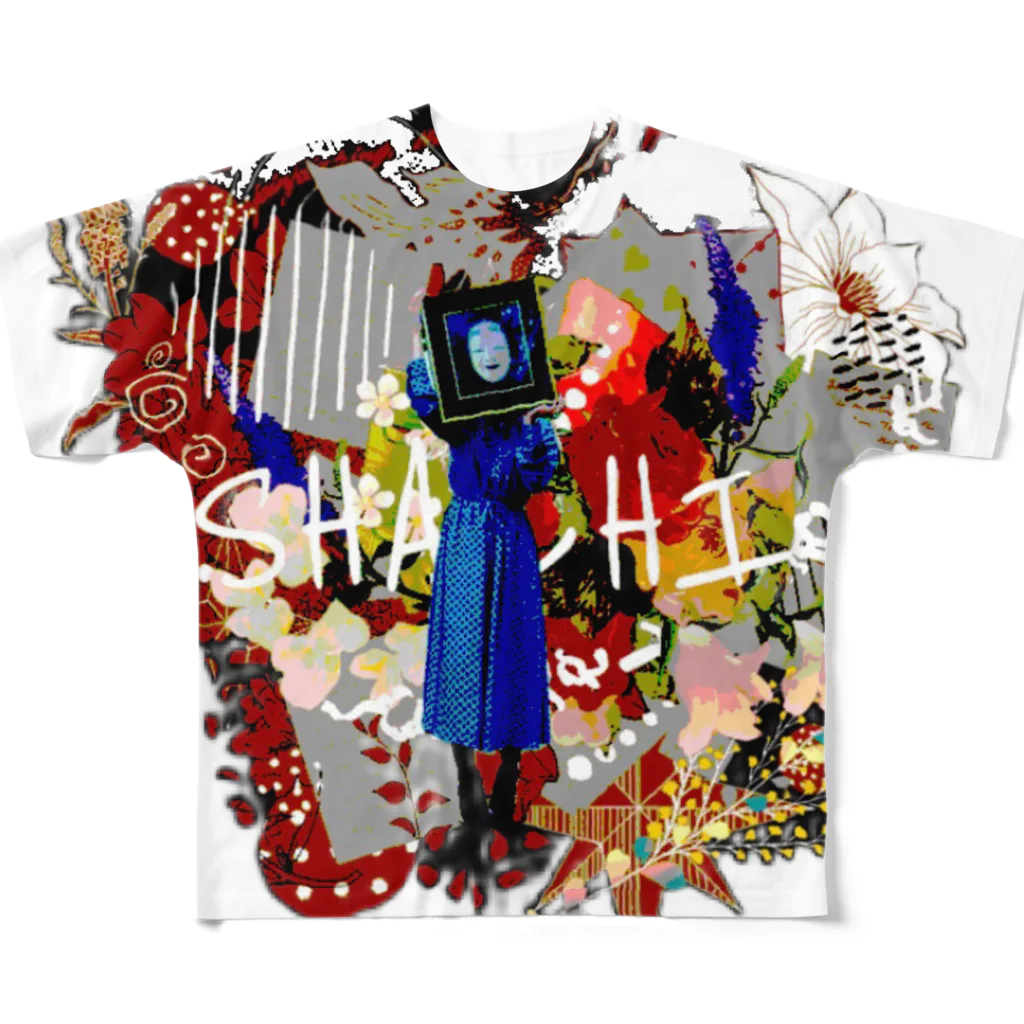 SHACHIのコラージュSHACHI フルグラフィックTシャツ