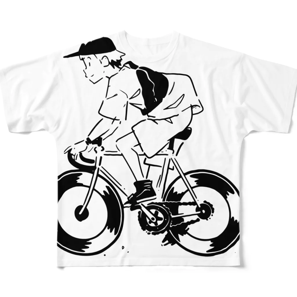 山形屋米店のピストバイクでポタリング フルグラフィックTシャツ