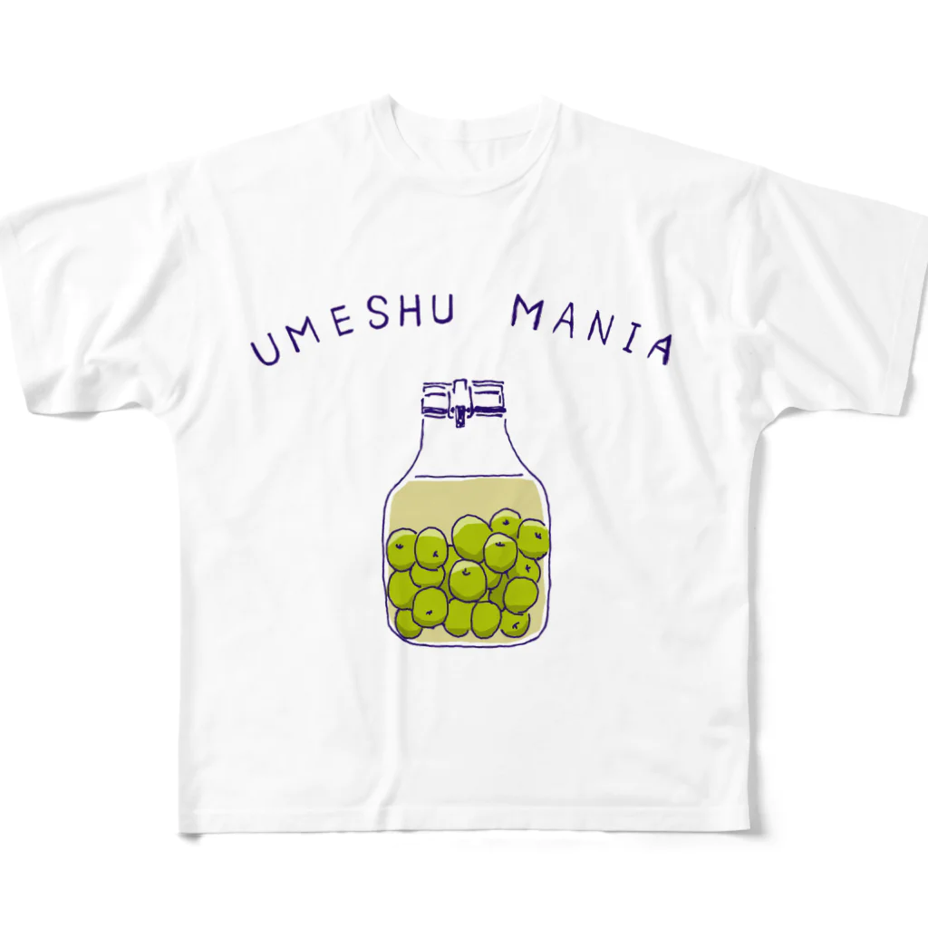 NIKORASU GOの梅酒好きのためのデザイン「梅酒マニア」 All-Over Print T-Shirt