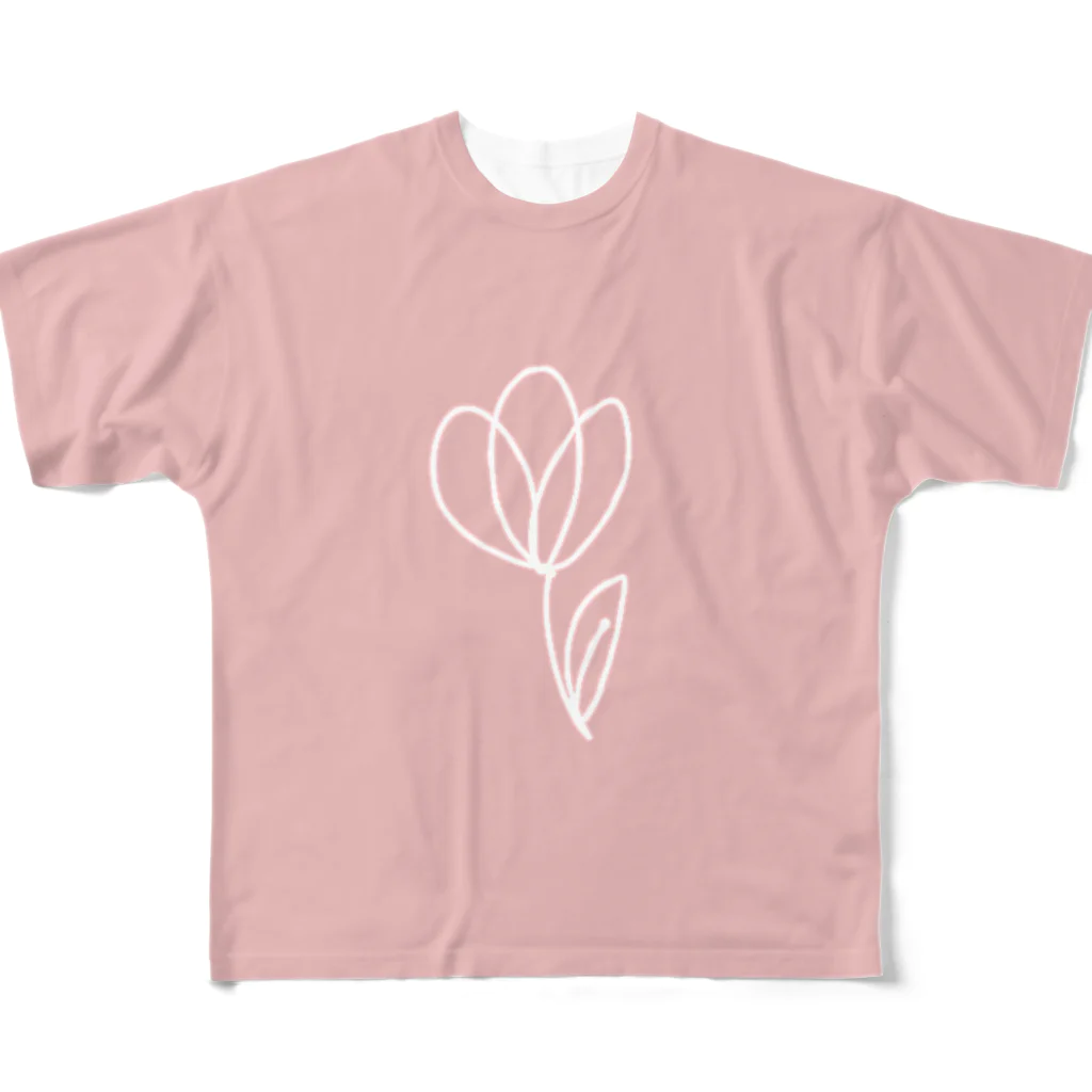 milkのモノフラワー　ピンク フルグラフィックTシャツ