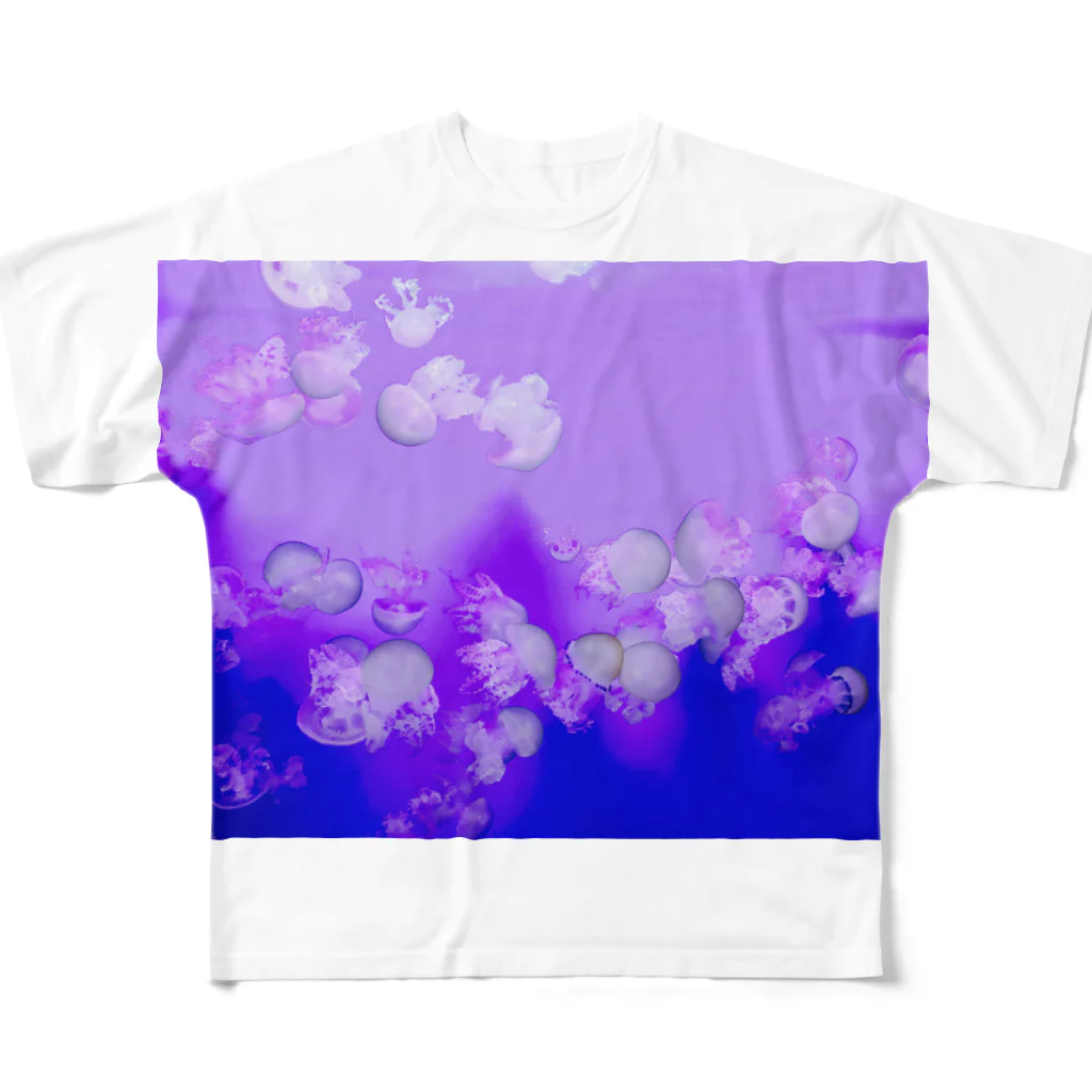 薄墨はコーヒーがすき。の海月【紫】 All-Over Print T-Shirt