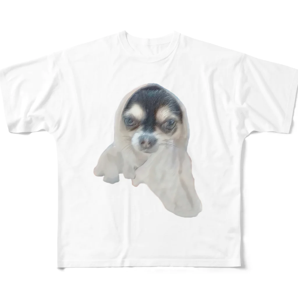 【ホラー専門店】ジルショップの可愛い＊おばけ犬＊写真アート＊チワワ フルグラフィックTシャツ
