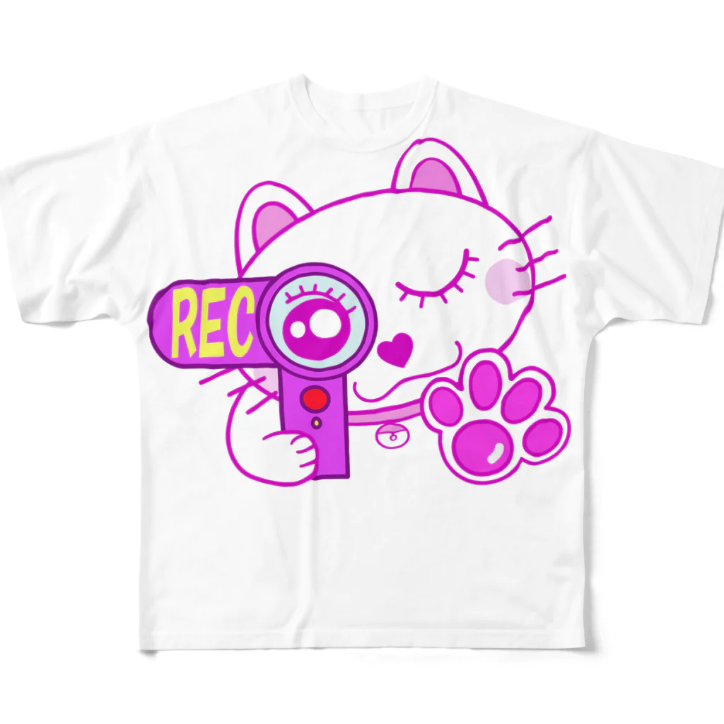 ReShellyのキャット/ピンク/猫/録画中？ All-Over Print T-Shirt
