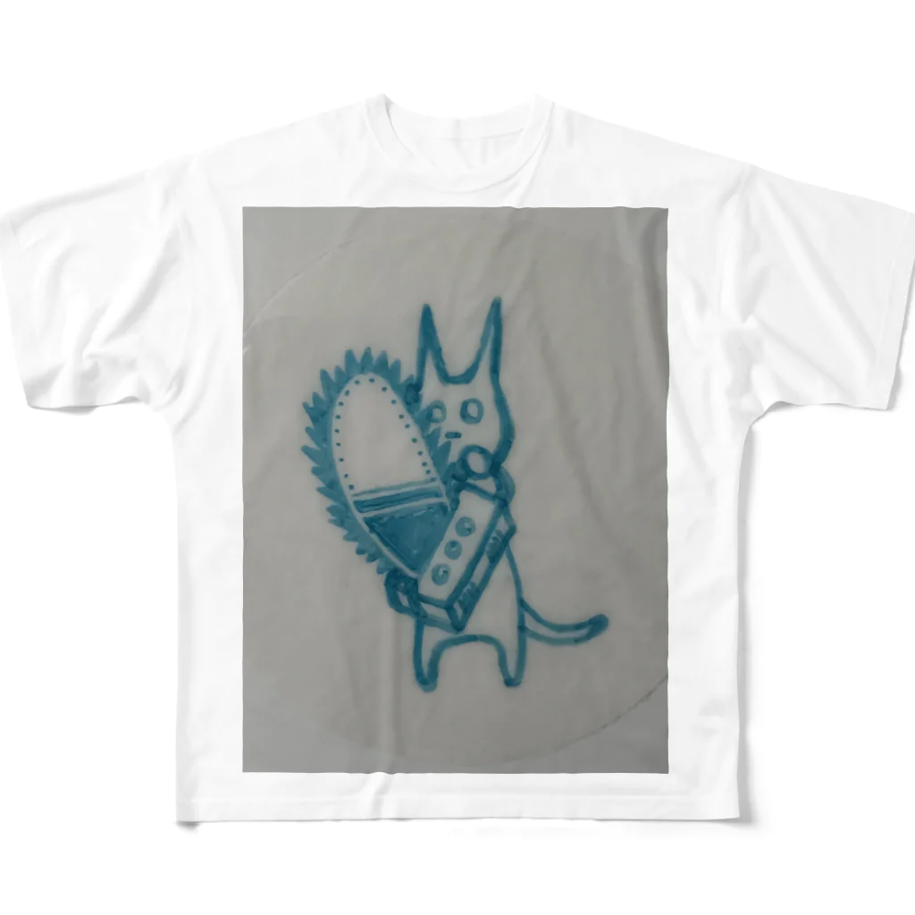 NekoKurageのチェーソーネコ All-Over Print T-Shirt