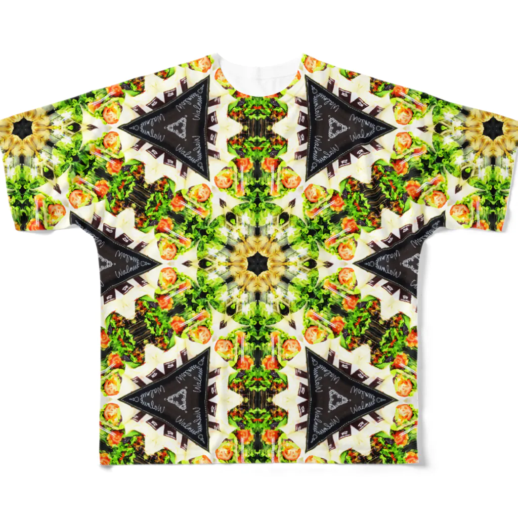 旅と、日記と、総柄。のかわいい！サンドウィッチ柄 All-Over Print T-Shirt