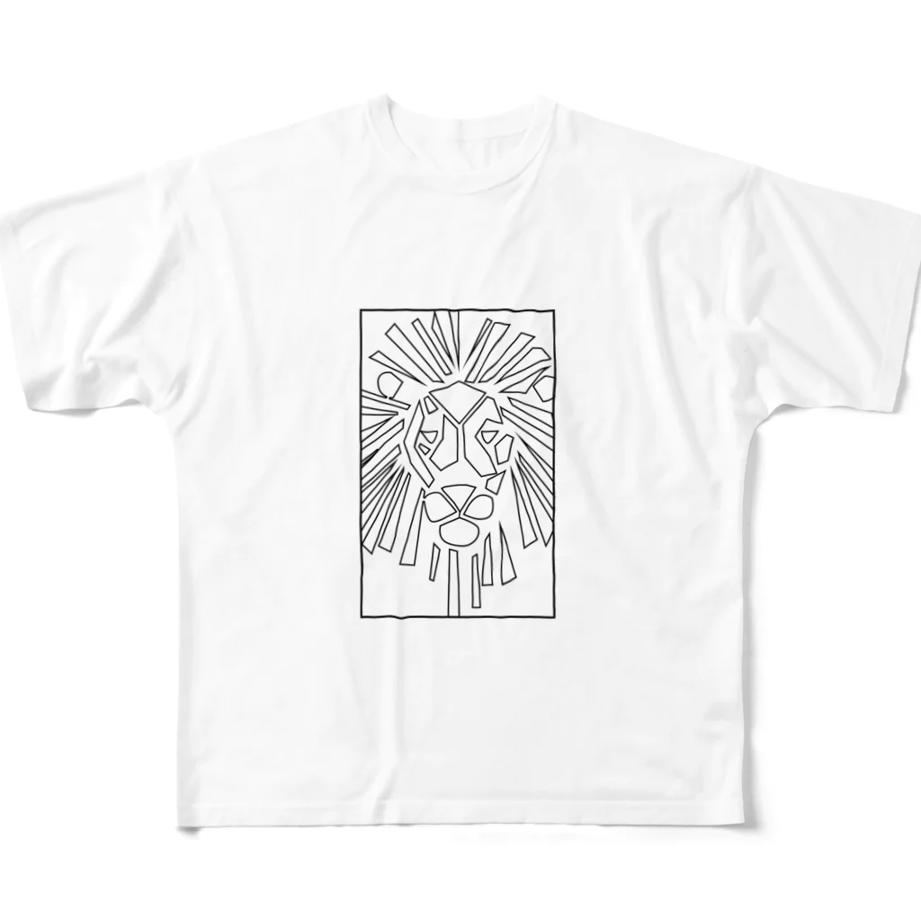 chicodeza by suzuriのライオンの線画マーク All-Over Print T-Shirt
