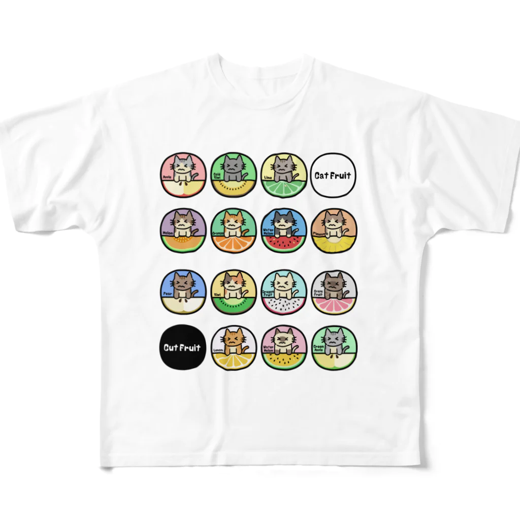 楽猫楽描しげ屋の14Cats（フルーツ） All-Over Print T-Shirt