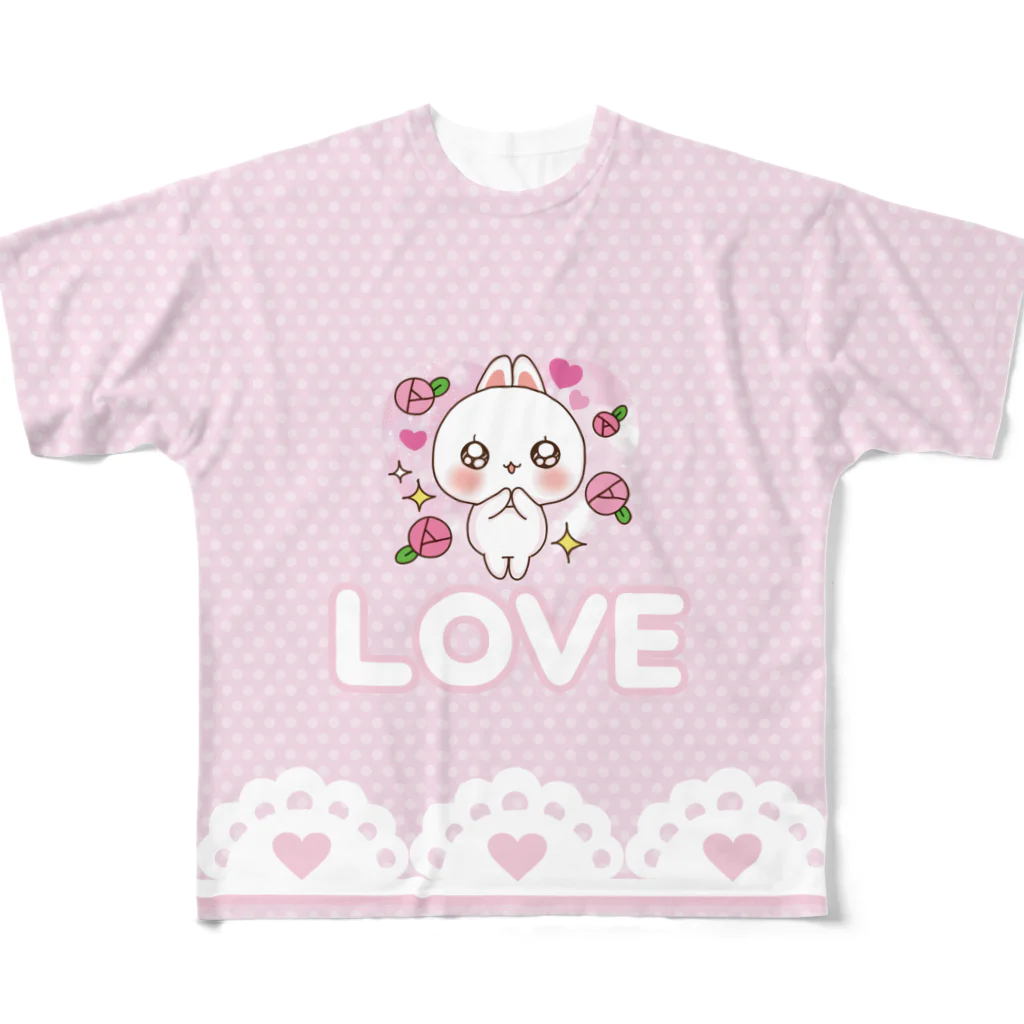 ♡らぶうさ♡のらぶうさ　ラブリー♡フルグラフィックTシャツ All-Over Print T-Shirt