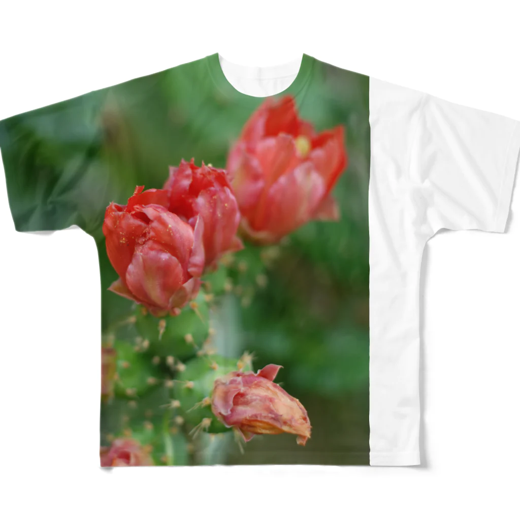 lololのサボテンの花 フルグラフィックTシャツ