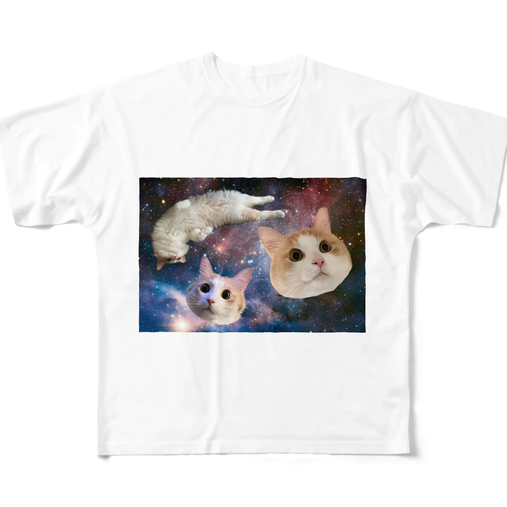 ねこの風太の宇宙を旅する風太 All-Over Print T-Shirt