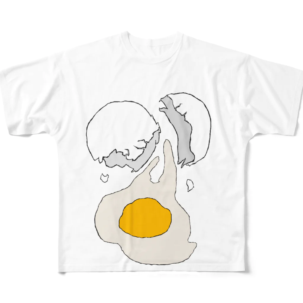 126.comの Egg broke フルグラフィックTシャツ