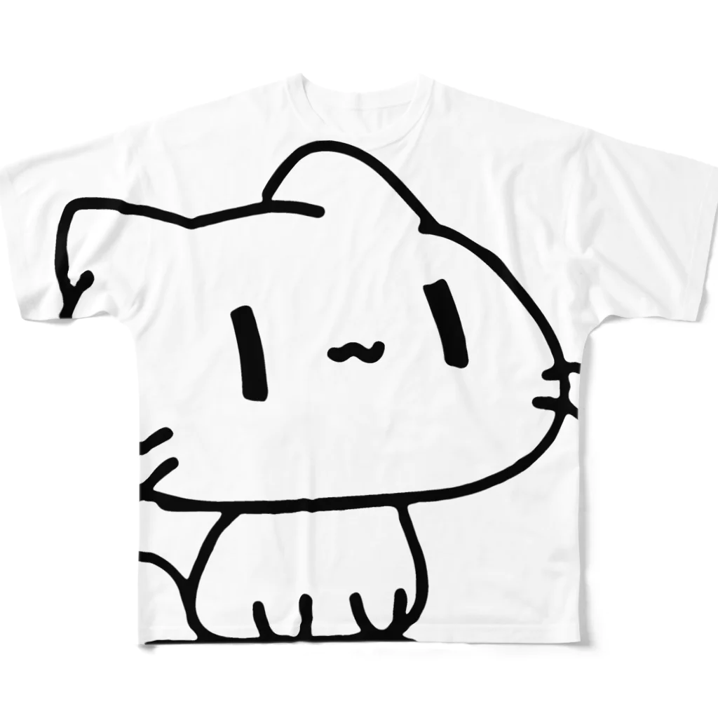 どどど素人のどどねこ-おすわり- フルグラフィックTシャツ