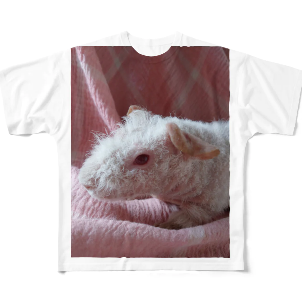 Milkoftheguineapigのスキニーギニアピッグのビビアンちゃん フルグラフィックTシャツ