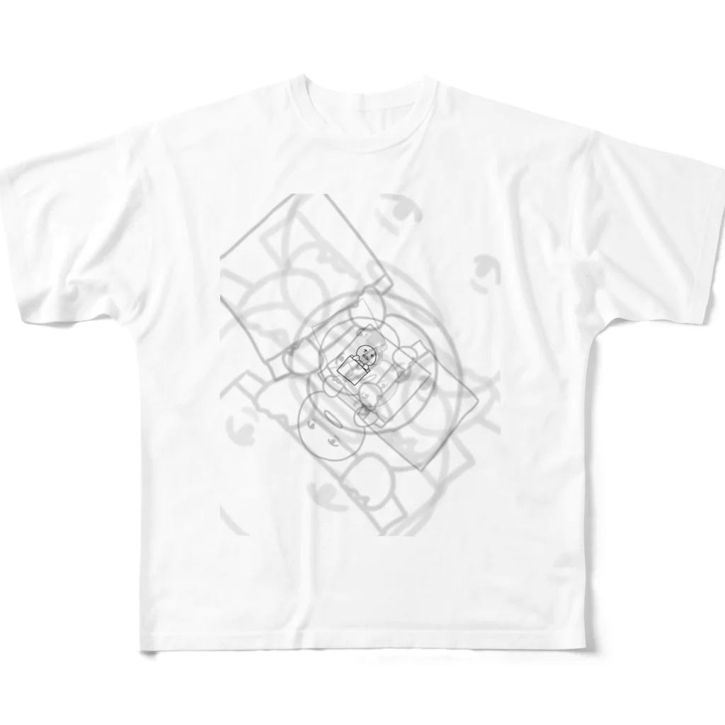 ヘルプ金の眠れない人 フルグラフィックTシャツ