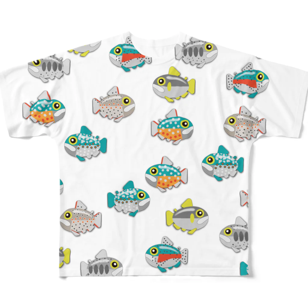 お魚大好きジャパン!!のサケマスちゃん All-Over Print T-Shirt