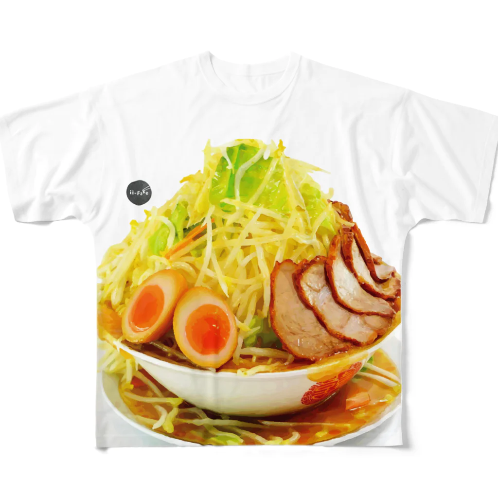 FAKE FOOD HATANAKAのあふれるほどの山盛りラーメン フルグラフィックTシャツ