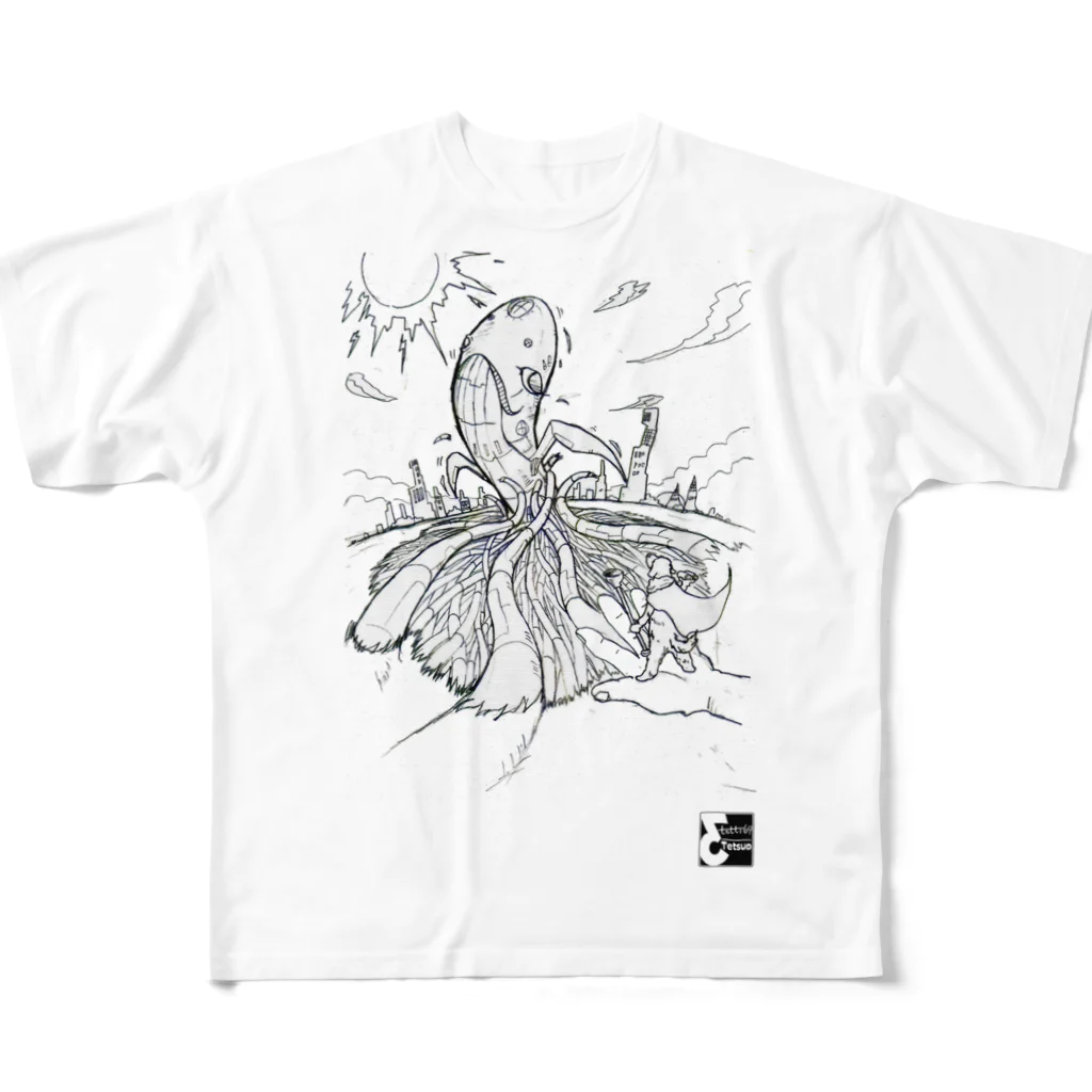 tetti69_official SHOPの鯨王 All-Over Print T-Shirt