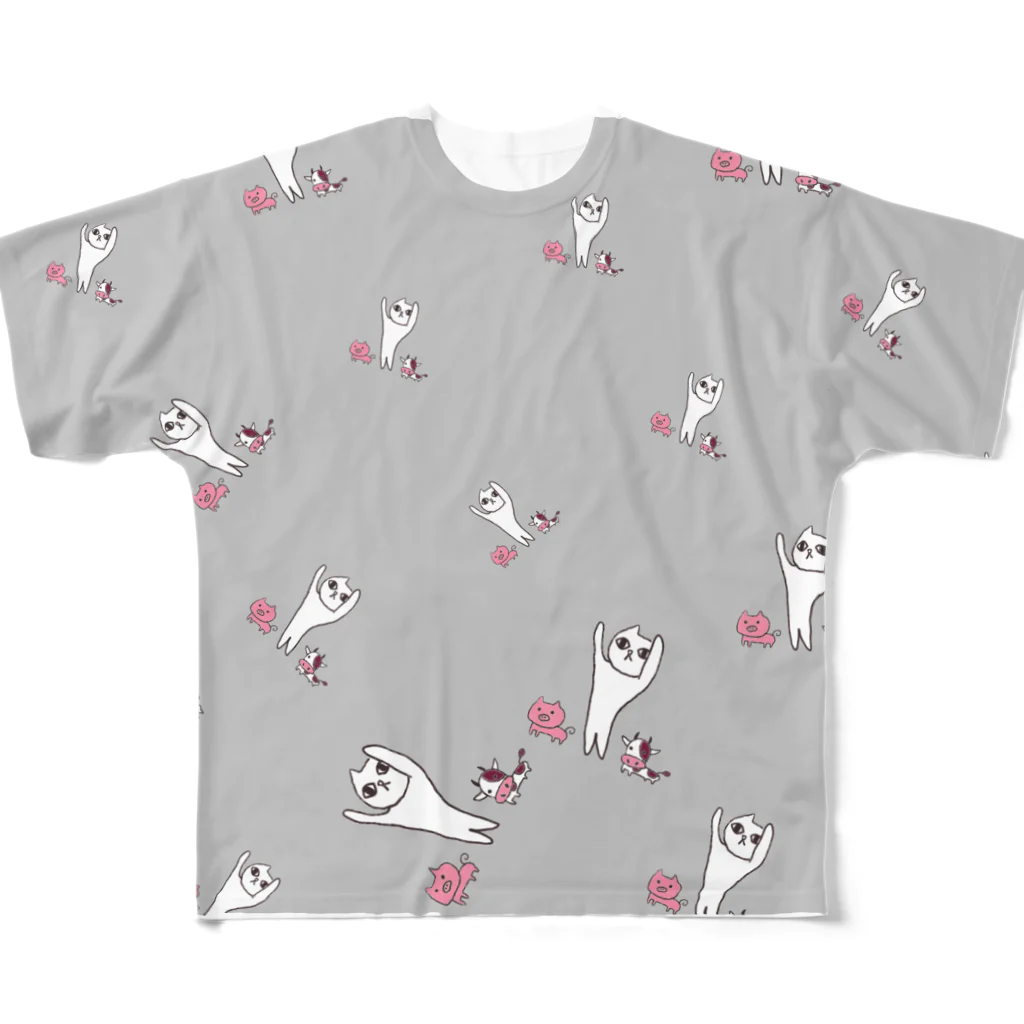 ウーのけんこう（グレー） All-Over Print T-Shirt