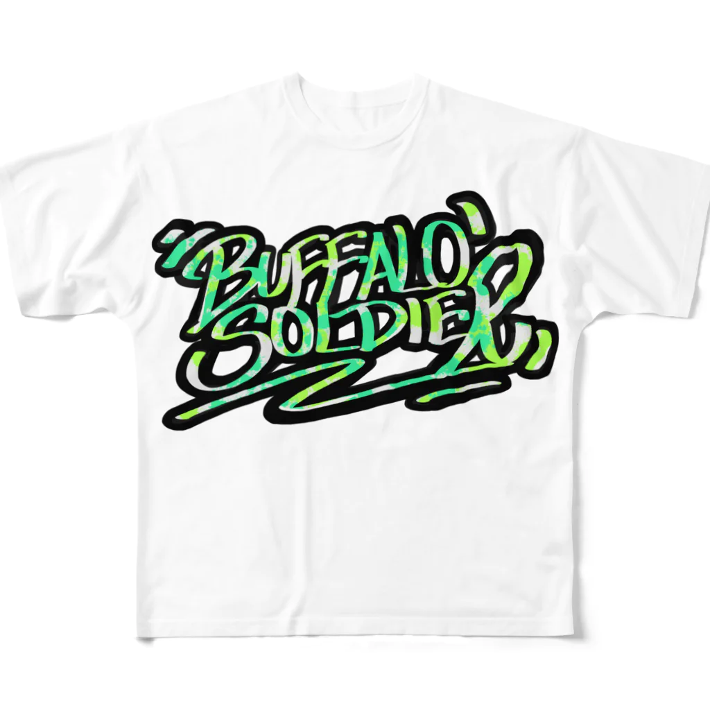 BUFFALO SOLDIER のBUFFALO SOLDIER GREEN GRAFFITID All-Over Print T-Shirt
