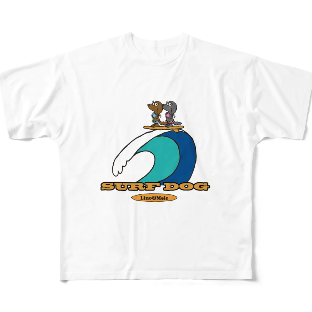 ゆるふわんにゃんのリノメレSURF DOGカラー All-Over Print T-Shirt