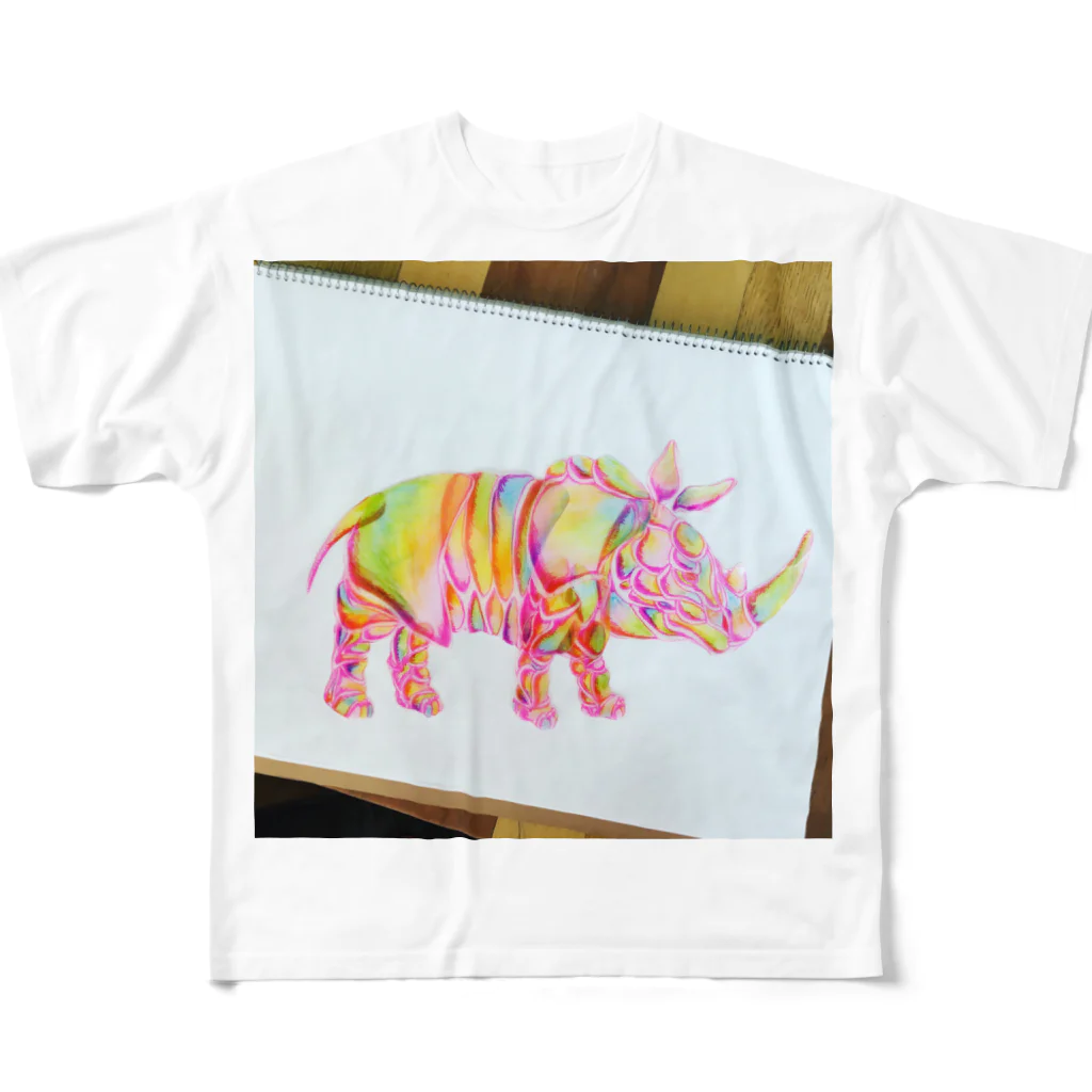 hulkiの色犀 フルグラフィックTシャツ